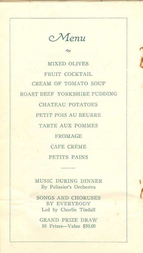 reunion dinner programme, 1914-1919, page 3