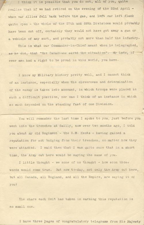 Page 2 of Words Spoken to the 1st Canadian Division.