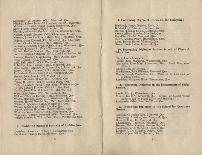 Convocation program, May 12, 1922, 8-9.