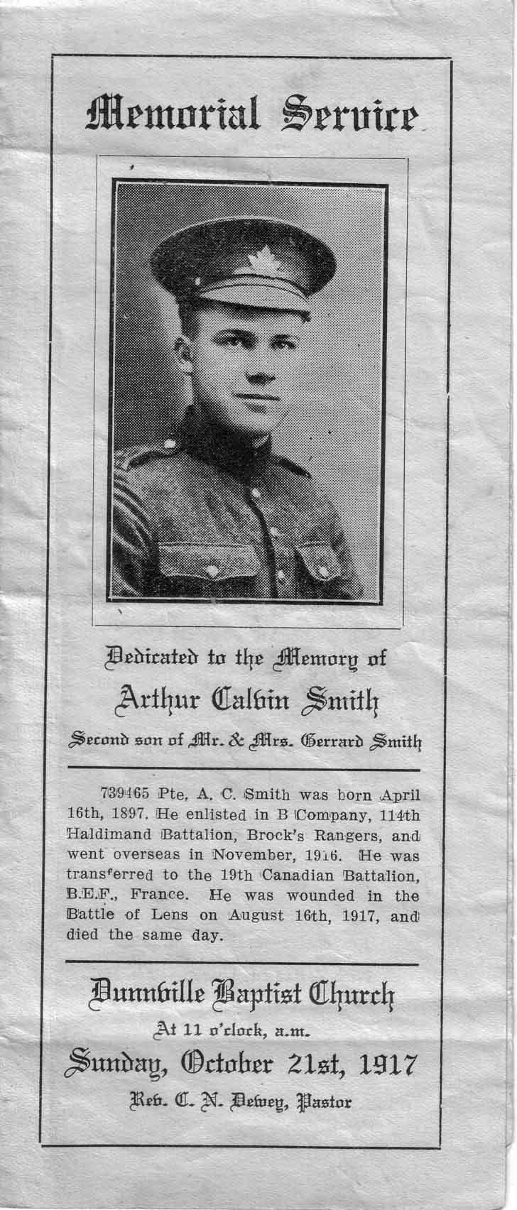 Newspaper clipping of memorial service